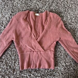 V-Neck Sweater in Dusty Pink